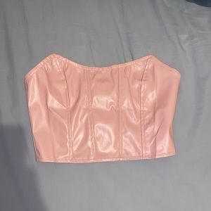 Pink/cream leather crop top for sale never wore